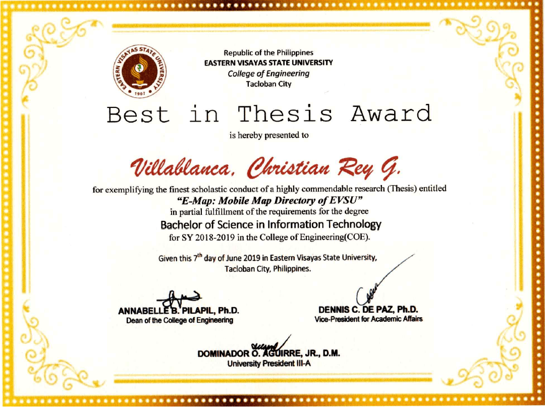Best in Thesis Award